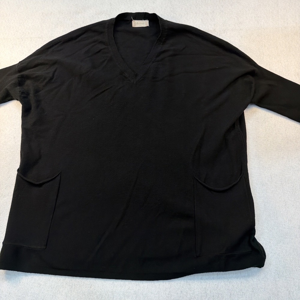Altar'd State Black 2 Pocket Pullover Sweater Womens Large Oversized Long Sleeve